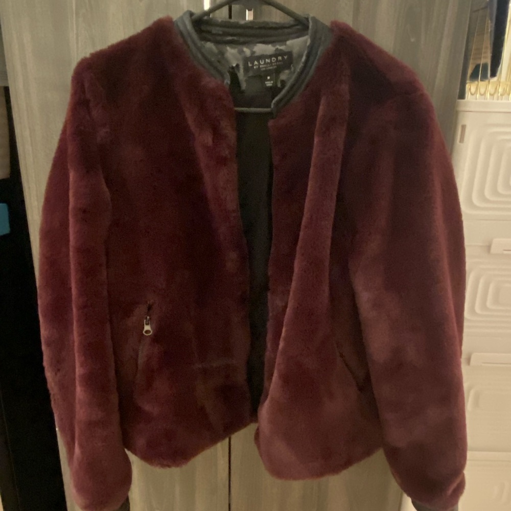 Faux fur burgundy/mauve coat